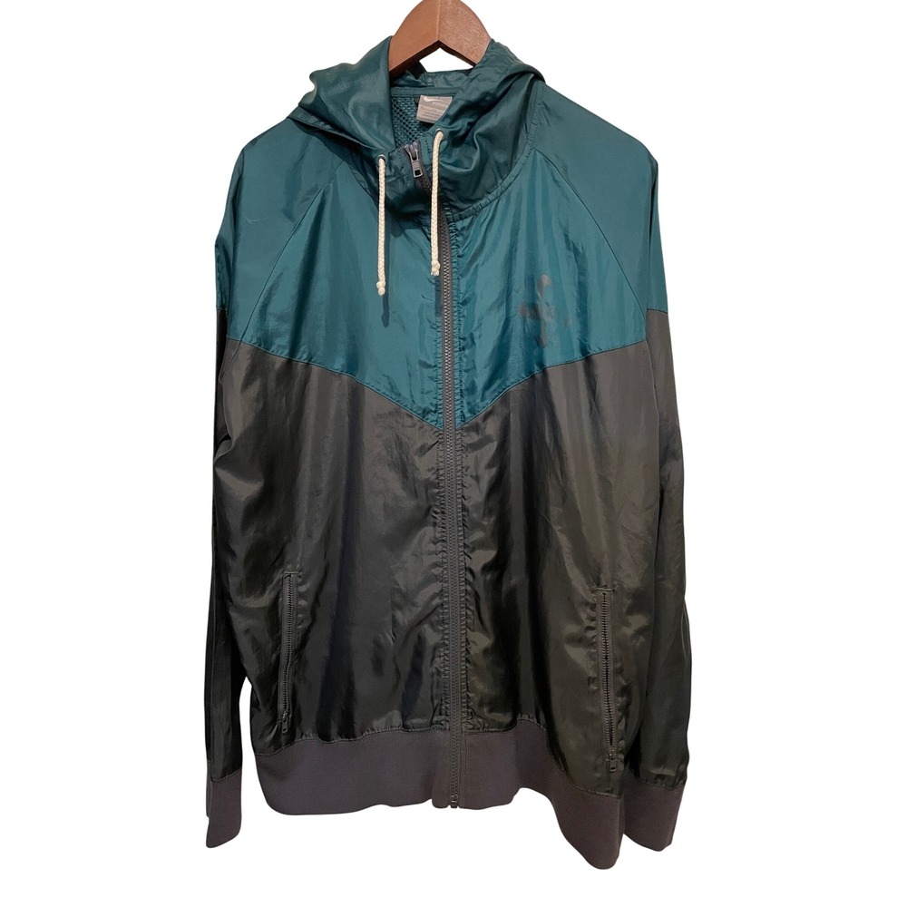 Nike Sportswear Windrunner Jacket Mens XL Teal Black Full Zip Hooded Windbreaker